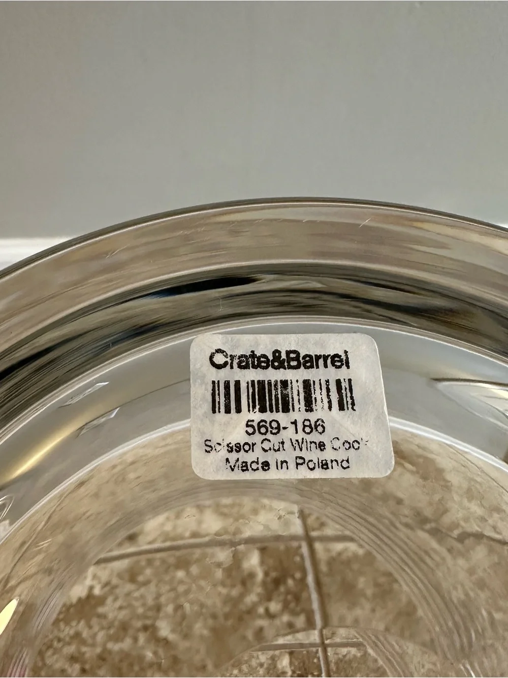 Crate & Barrel Scissor Cut Crystal Wine Chiller Bucket